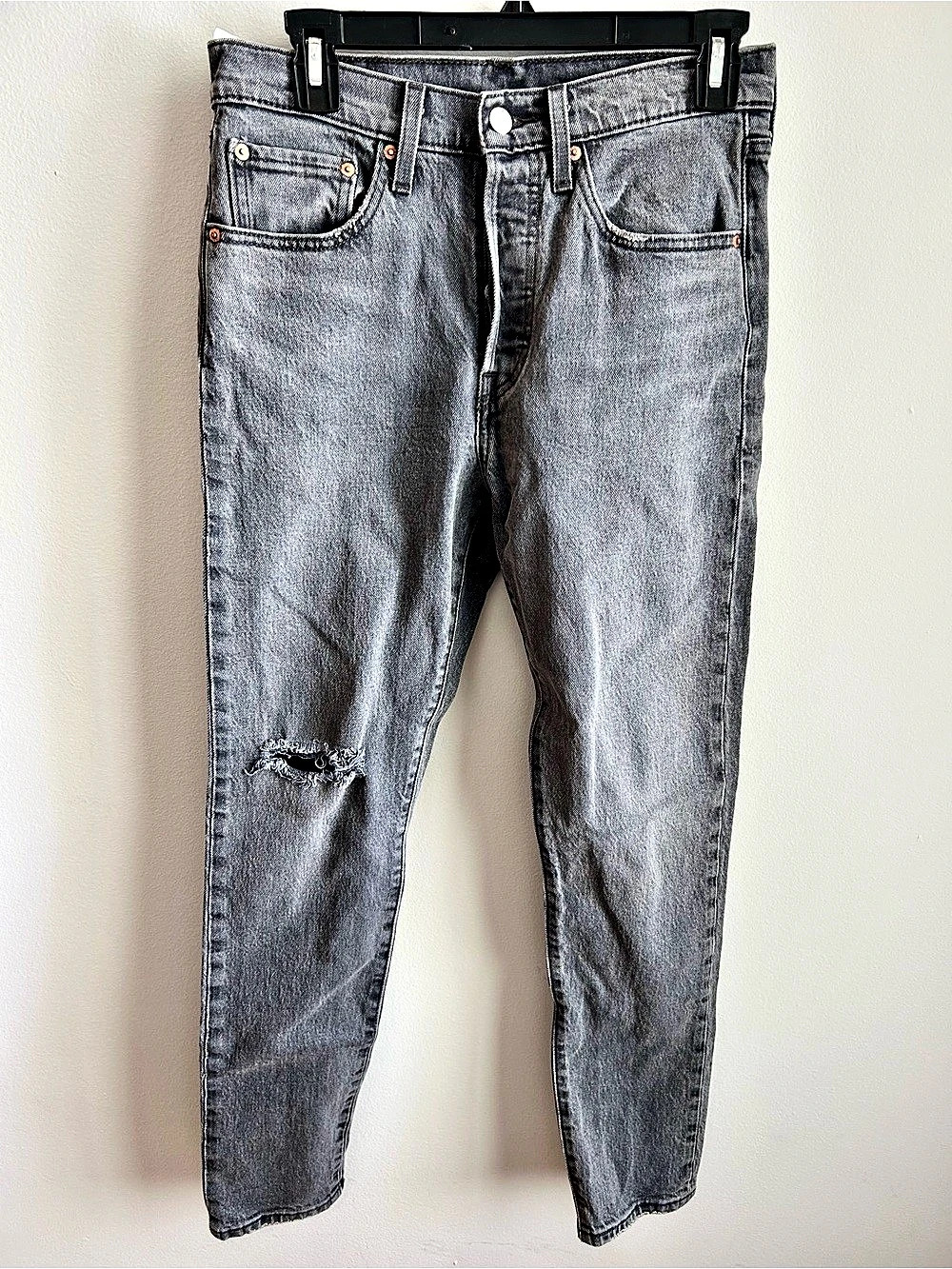 Levi's 501 Original Fit Jeans Gray Distressed Skinny Jeans